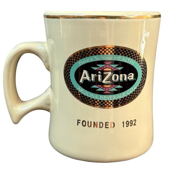 Vintage Arizona Iced Tea Creme Gold Coffee Mug Ceramic Kitchen Advertisement 90s - Picture 4 of 12